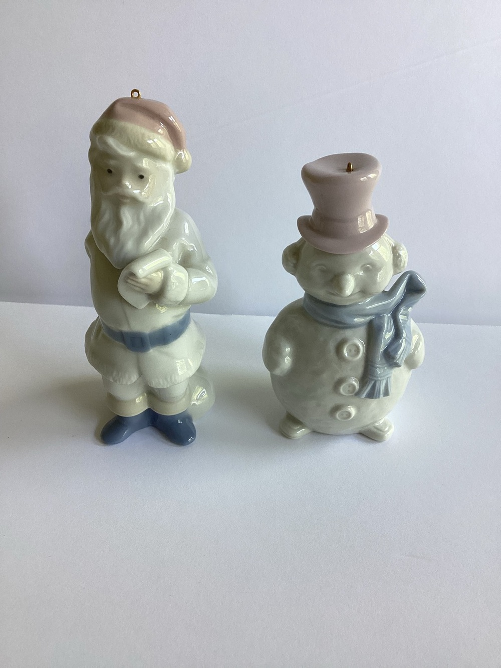 LLADRO Mini Papa Noel Santa Claus #5842 and Muneco De Nieve Snowman #5841 Boxes